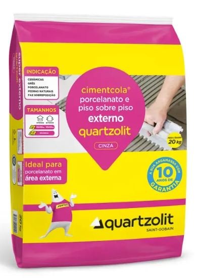 ARGAMASSA PORCELANTO PISOXPISO EXTERNA CINZA 20KG QUARTZOLIT (PROMO)