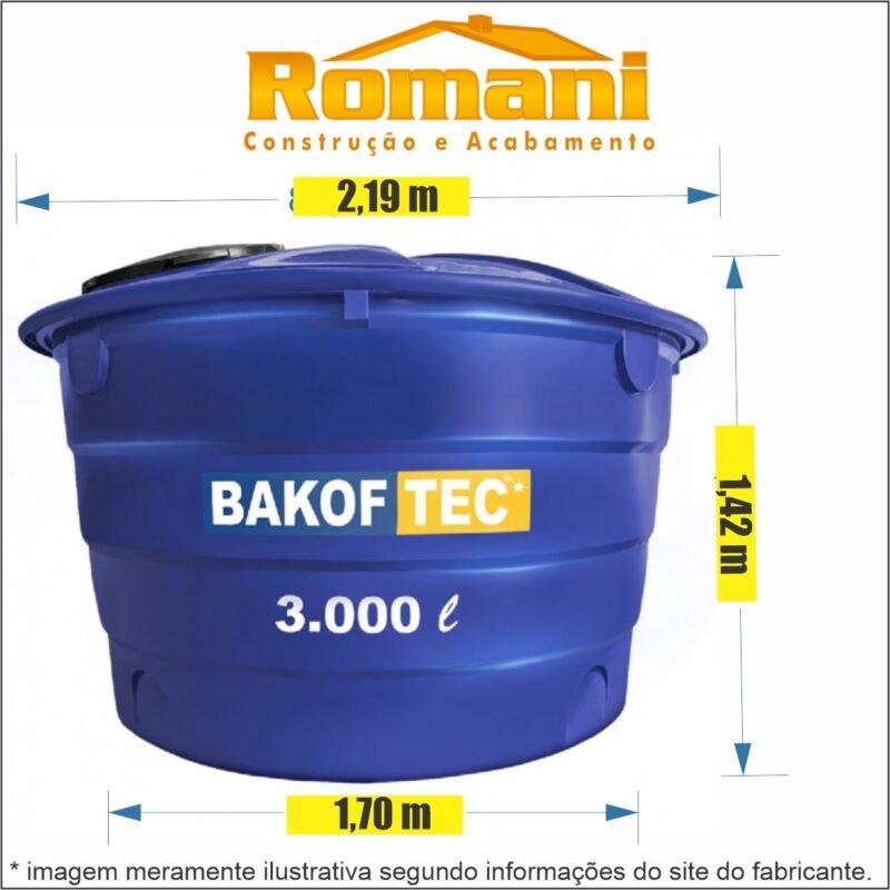 CAIXA D'AGUA 3000L POLIETILENO COM TAMPA BAKOF (3.000L)